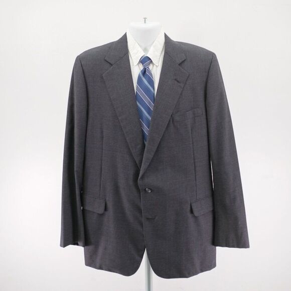 Vintage Hickey Freeman Wool Gray Check 2 Piece Suit 44R 38 / 32 High Rise Pleate - Picture 7 of 16